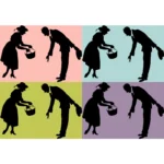 Woman and Bowing Man Silhouettes Vector