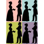 Woman and Man Silhouettes Vector