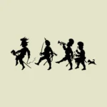 A Parade with Toy Horse Silhouette Vector