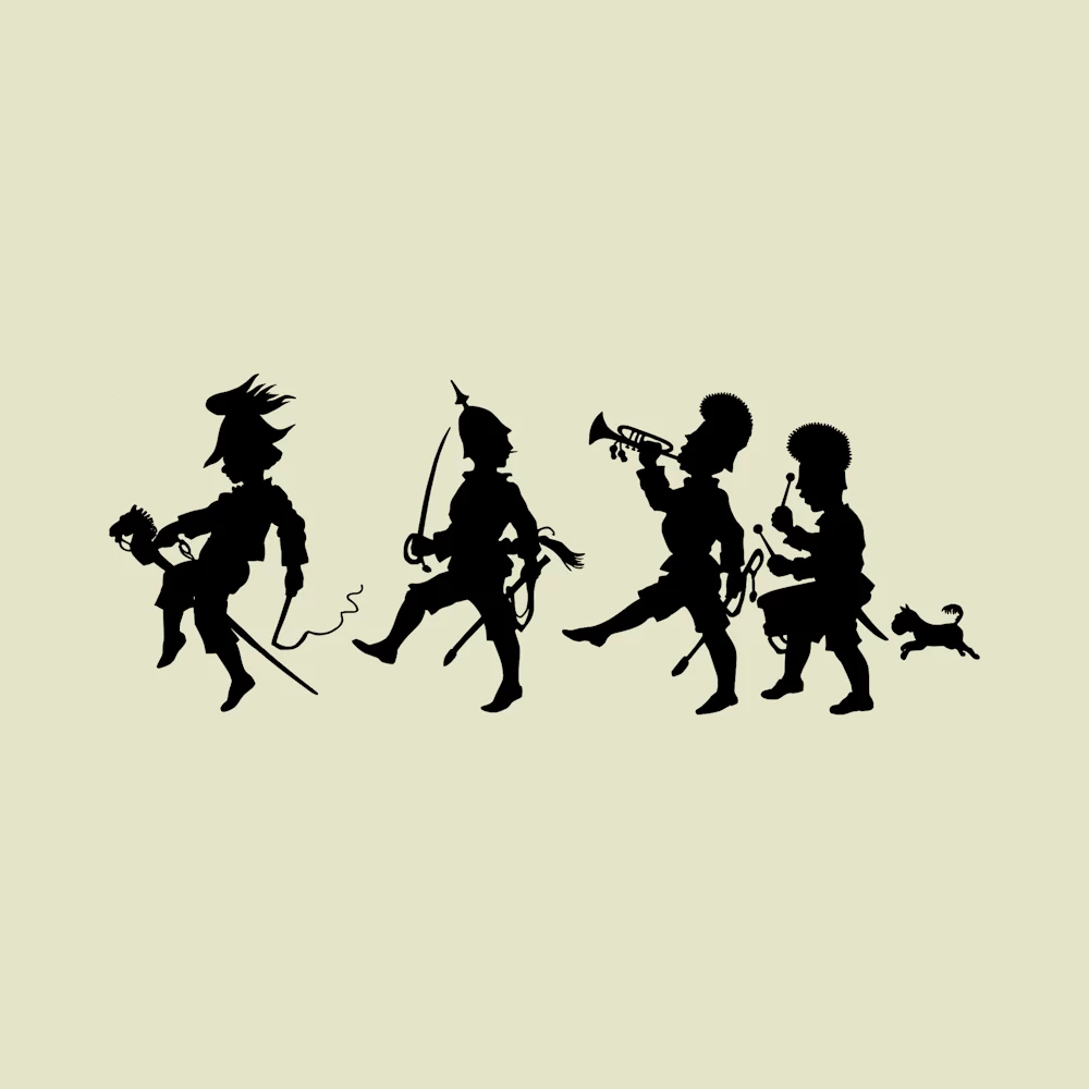 A Parade with Toy Horse Silhouette Vector