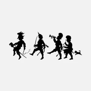 A Parade with Toy Horse Silhouette Vector