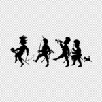A Parade with Toy Horse Silhouette Vector