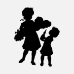 Children and Baby Silhouette Vector