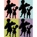 Children and Baby Silhouette Vector