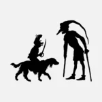 Cripple and Animal Rider Silhouette Vector