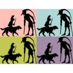 Cripple and Animal Rider Silhouette Vector