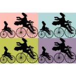 Cycling Man and Companion Silhouette Vector