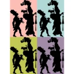 Fancy Lady and Companion Silhouette Vector