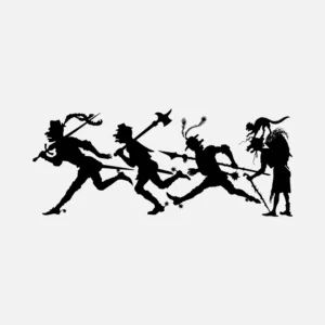 Fleeing Knights Silhouette Vector