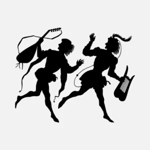 Fleeing Musicians Silhouette Vector