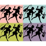 Fleeing Musicians Silhouette Vector