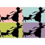 Girl and Dog Silhouette Vector