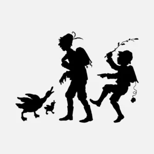 Man and Boy Silhouette Vector