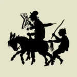 Man Reading Paper On Mule Silhouette Vector