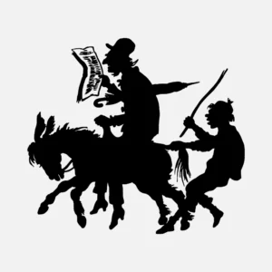 Man Reading Paper On Mule Silhouette Vector