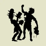 Man Wearing Many Hats and Man Spilling Wine Silhouettes Vector