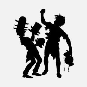 Man Wearing Many Hats and Man Spilling Wine Silhouettes Vector