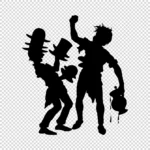 Man Wearing Many Hats and Man Spilling Wine Silhouettes Vector