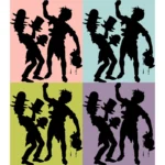 Man Wearing Many Hats and Man Spilling Wine Silhouettes Vector