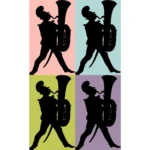 Musician Playing Horn Silhouette Vector