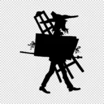 Painter Walking Silhouette Vector