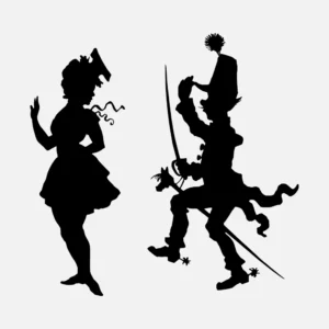 Soldier and Lady Silhouette Vector