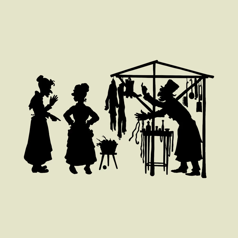 Women Shopping at the Market Silhouette Vector