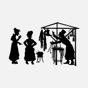Women Shopping at the Market Silhouette Vector