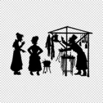 Women Shopping at the Market Silhouette Vector