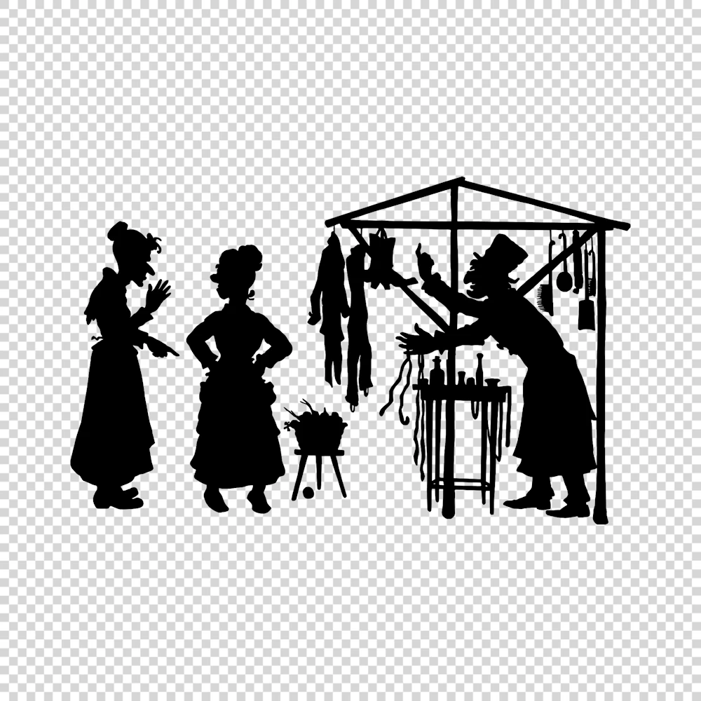 Women Shopping at the Market Silhouette Vector