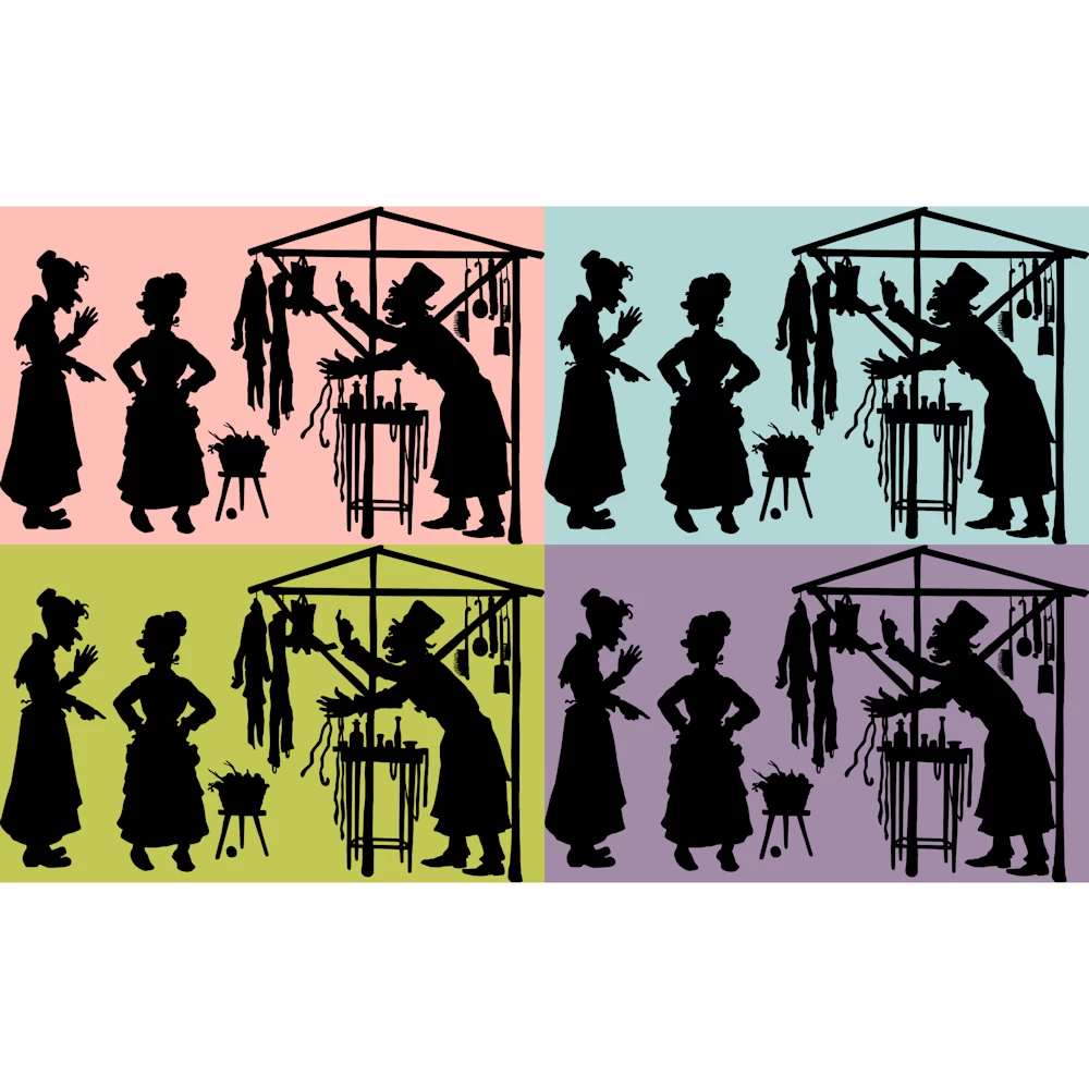 Women Shopping at the Market Silhouette Vector
