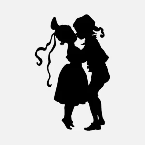 Young Couple Kissing Silhouette Vector