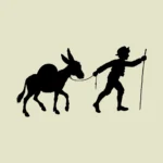 Boy and Mule Silhouette Vector