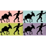 Boy and Mule Silhouette Vector