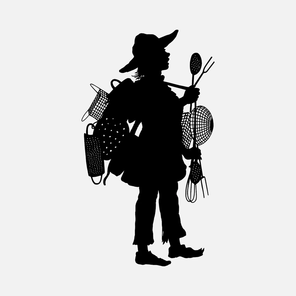 Boy with Baskets Silhouette Vector