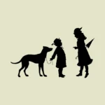 Children and Dog Silhouette Vector