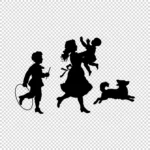 Children Running Silhouette Vector