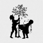 Collecting Fruit Silhouette Vector