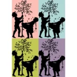 Collecting Fruit Silhouette Vector