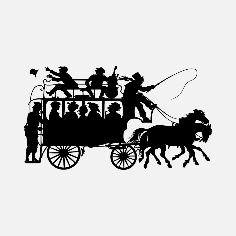 Full Wagon and Horses Silhouette Vector