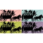 Full Wagon and Horses Silhouette Vector