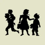 Group with Children Silhouette Vector