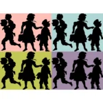 Group with Children Silhouette Vector