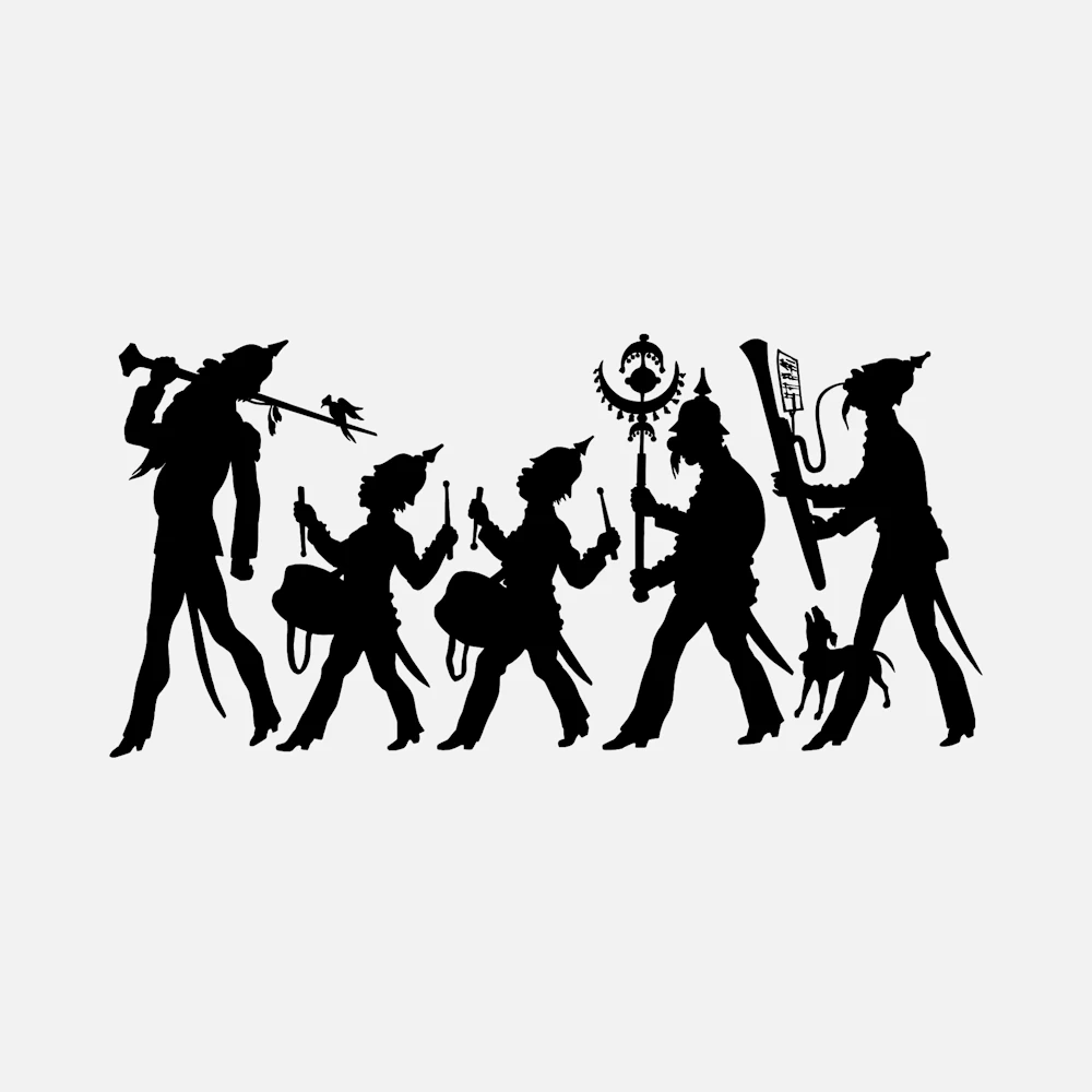 Parade with Musicians Silhouette Vector