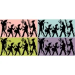 Parade with Musicians Silhouette Vector