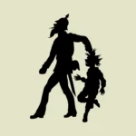 Police and Child Silhouette Vector