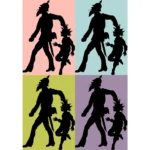 Police and Child Silhouette Vector