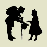 Vagabond and Girl Silhouette Vector