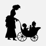 Woman and Stroller Silhouette Vector