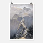 Boy Walks on a Mountain Path Poster